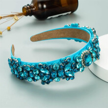 Blue Rhinestone Bridal Headband Vintage Wedding Tiara with Handcrafted Crystal Pearl Detailing