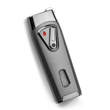 Butane Torch Lighter Windproof Double Jet Flame, Refillable Adjustable, Fuel Window, Black