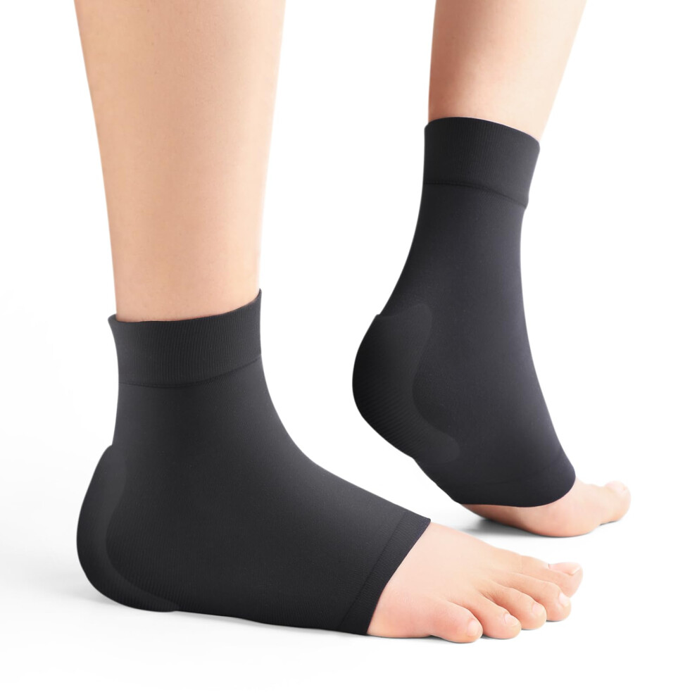 Achilles Tendon Support Sleeve with Gel Cushion for Haglunds Bump, Bursitis, 2 Pairs, Regular Size