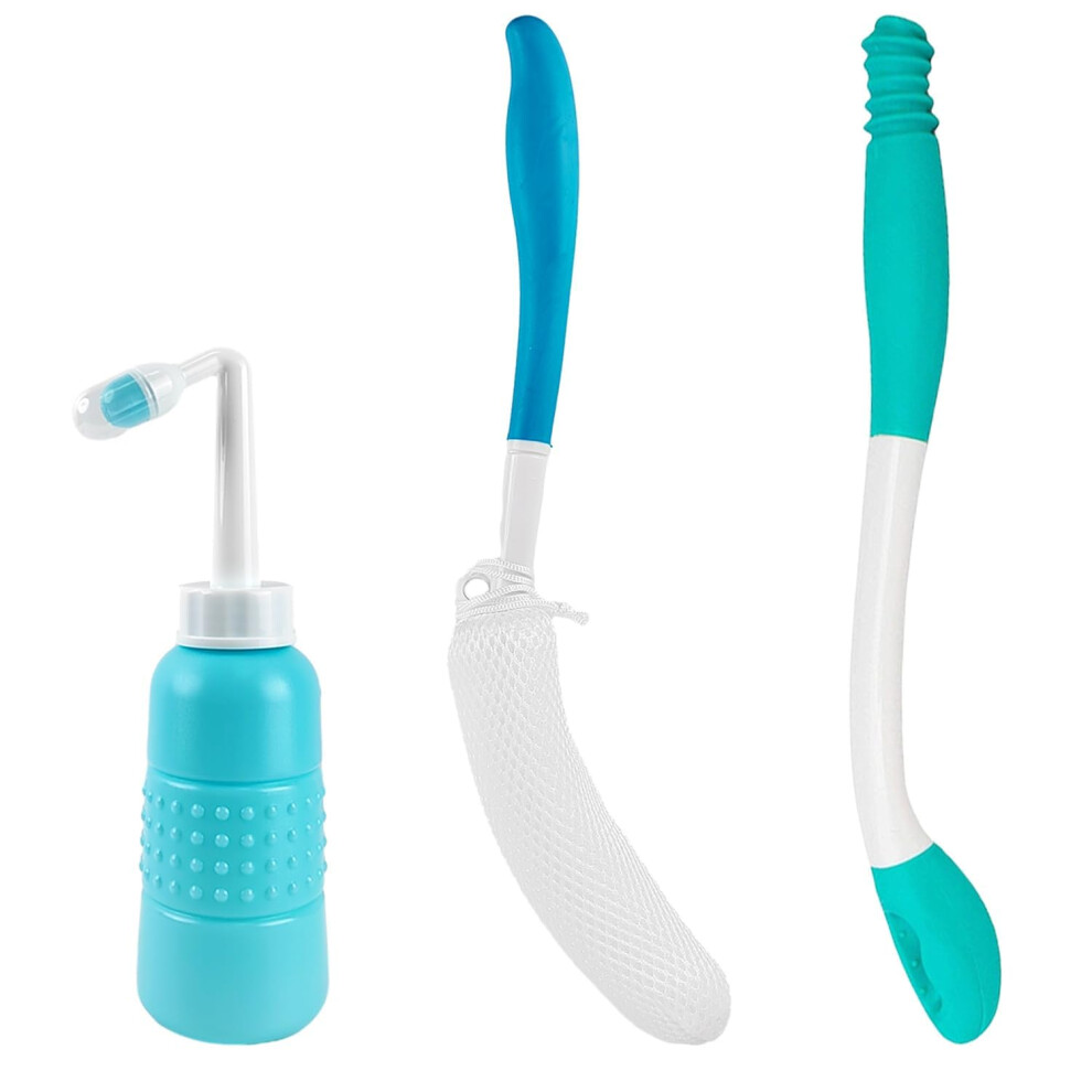Long Handled Toilet Aid for Wiping, 3Piece Bottom Wiper Set, Self Wipe Aid for Limited Mobility