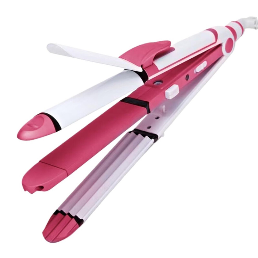 Red Hair Straightener And Curler Tourmaline Ceramic Dual Voltage Wet Dry Styling Tool Au Plug Rose