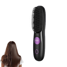 Cordless Hair Straightener Brush with LED Display, 3 Heat Settings, USB Rechargeable, TravelFriendly