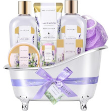 Spa Luxetique Spa Gift Sets, Mothers Day Gifts for Her, 8pcs Lavender Bath Sets with Body Butter, Bubble Bath, Bath Bomb, Bath Sets for Women