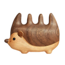 Wooden Scalp Massage Comb Hedgehog Sandalwood Wide Tooth Hair Brush for Detangling Wet and Dry Hair