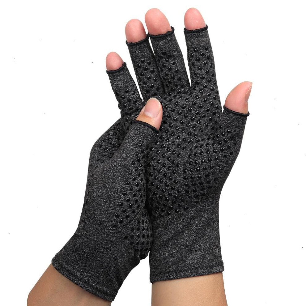 1 Pair Compression Gloves for Arthritis Pain Relief, Fingerless Breathable, Upgraded Models