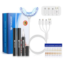 Teeth Whitening Kit with LED Light, 16LED Blue Light Tray, 4in1 Charging Adapter