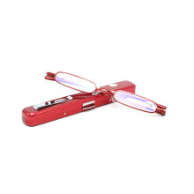 Reading Glasses Holder with Mirror, Metal Pen and Eyeglass Case for Travel, MultiColor Unisex