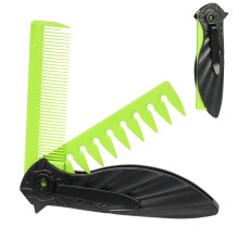 Folding Pocket Comb with Dual Tooth Layout, Compact Travel Hair Comb for Men and Women Black Green