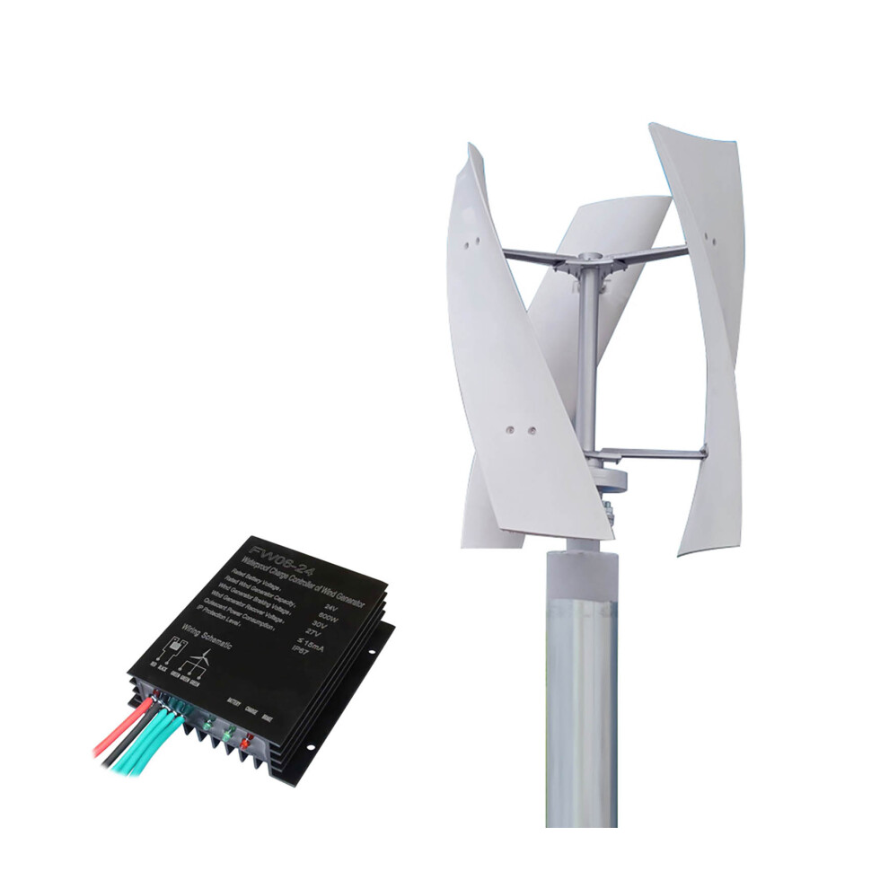 Lowenergie (300W 24V System With Controller) Wind Turbine Vertical Axis Generator Kit Off Grid Power Battery Charger