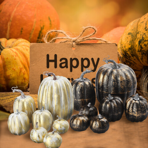 Foam Artificial Pumpkins7-Pack White Gold 2