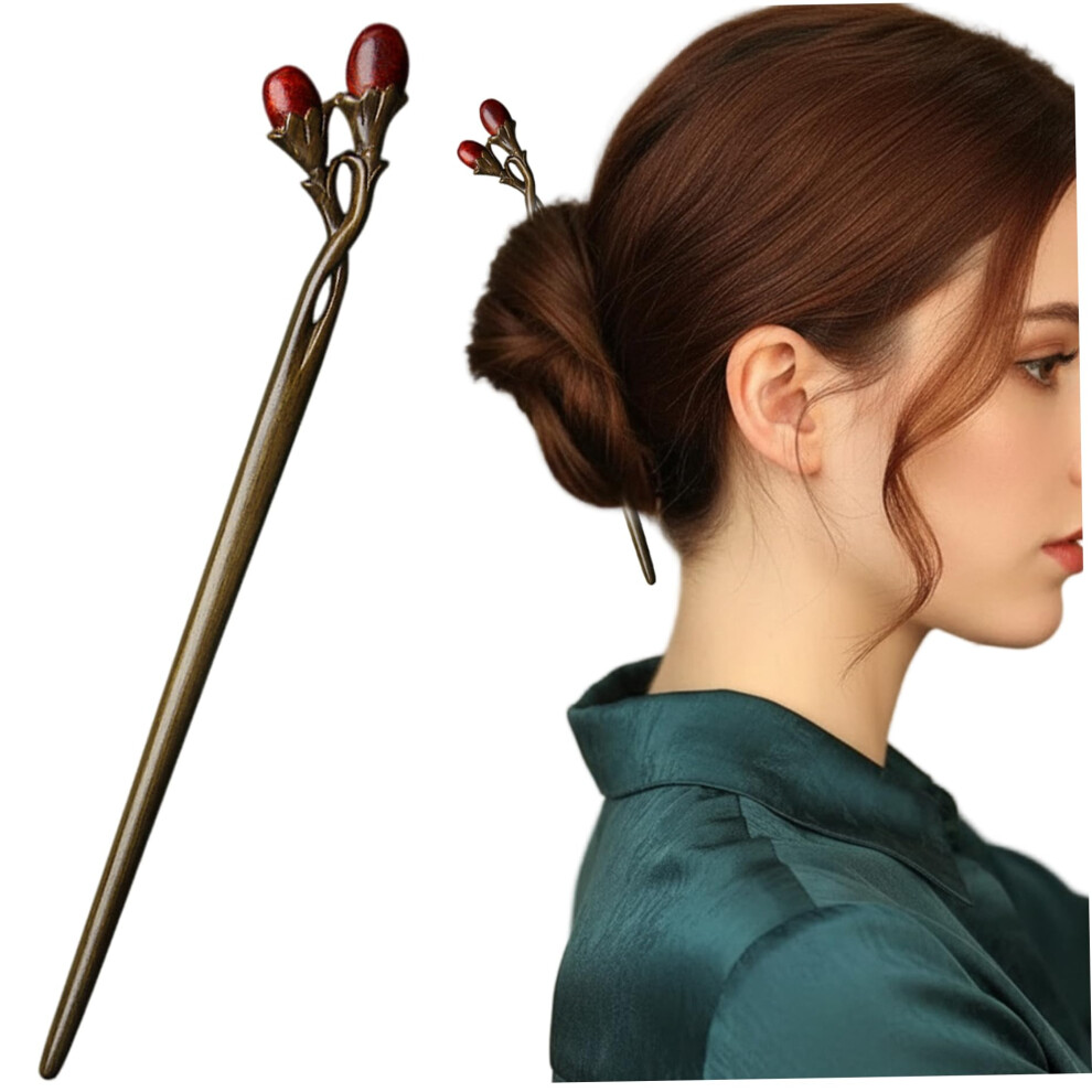 Handmade Sandalwood Hair Stick 18cm Wooden Chopsticks for Thick Hair with Smooth Finish