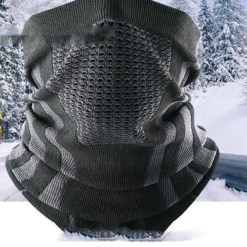 Thicken Neck Warmer Face Shield 40x22cm Windproof Black Gray 2