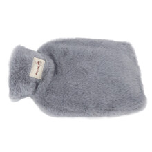 Light Gray 1000ml Plush Hot Water Bottle with Wide Mouth and Soft Cover