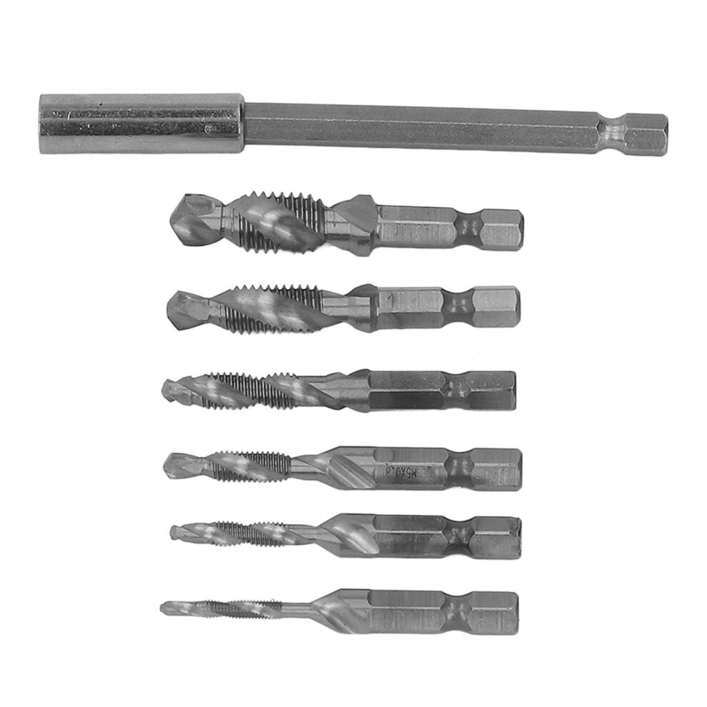M3âM10 Steel Aluminum Drill Tap Kit With Spiral Bits Hex Shank Silver Finish 4681389935600