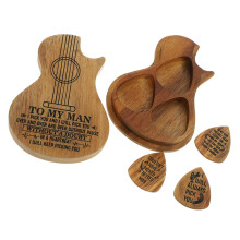 Wooden Guitar Pick Holder Set, GuitarShaped Compact Case for Travel and Organized Pick Storage