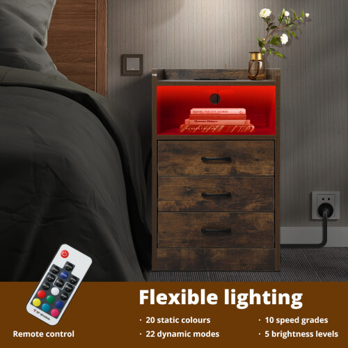 Levede Bedside Table Nightstand USB Charger 2