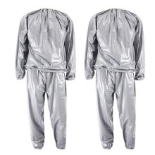 2X Traje de Sauna de Altas Prestaciones para la Perdida de Peso de Sudor de Ejercocio en Gimnasio Anti-Rip Plata XXL