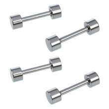 2 Paar Barbell-Ohrstecker aus Titanstahl für Herren, 3 mm, Silber Farbe