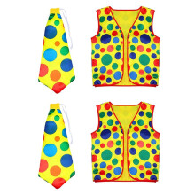 4 Pack Clown Costume Set Clown Wig Nose Vest for Cheer Halloween Cosplay Parties Carnivals Dress