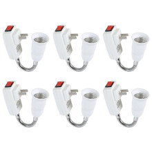 6X E27 Socket Adapter with /Off  to US Plug,Flexible Extension Lamp Bulb Holder Converter