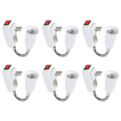 6X E27 Socket Adapter with /Off  to US Plug,Flexible Extension Lamp Bulb Holder Converter