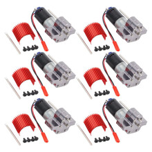 6X 370 Motore Spazzolato + Scatola Ingranaggi Dissipatore di Calore Nel Lega Per WPL Henglong C14 C24 B14 B24 B16 Grigio