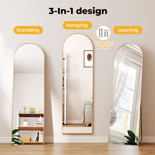 Levede 165x60cm Arched Floor Mirror Gold 2