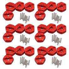 24X Aluminum Alloy 12mm Combiner Wheel Hub Hex Adapter Upgrades for  144001 1/14 RC Car Spare Parts,Red