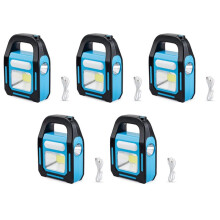 5X 3 in 1 Solar USB Rechargeable COB LED Camping Lantern, Charging for Device, Waterproof Emergency Flashlight LED Light