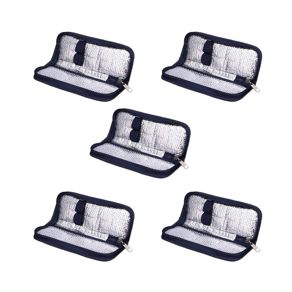Semoic 5X Insulin Cooler Travel Case Diabetic Medication Organizer Cooler Bag Navy