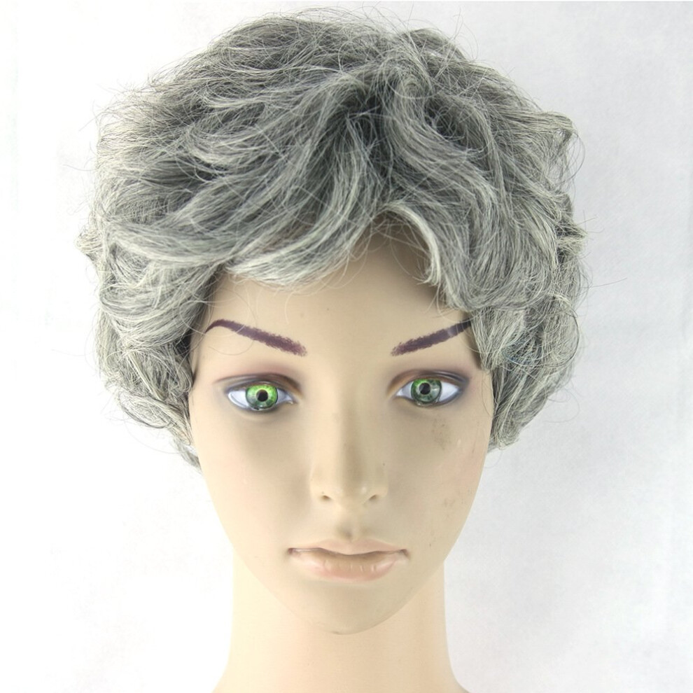 Unisex Gray Short Curly Wig For Women With Realistic Texture, Breathable Adjustable Cap, Heatresistant Fiber