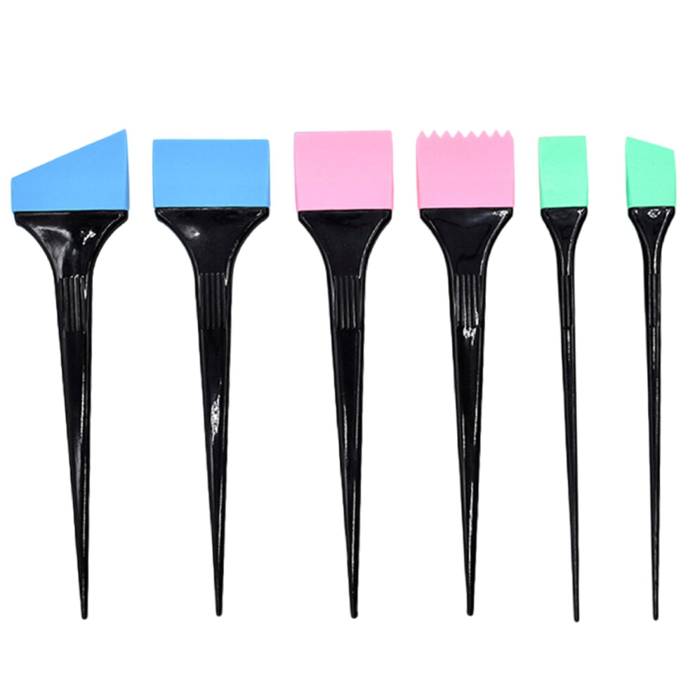 6Pcs Reusable Silicone Hair Dye Brush Set with Soft Bristles for Precise MultiSection Coloring