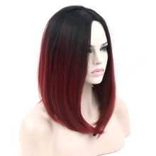 Wine Red Long Straight Synthetic Wig with Natural HairLike Texture and Adjustable Cap for Women
