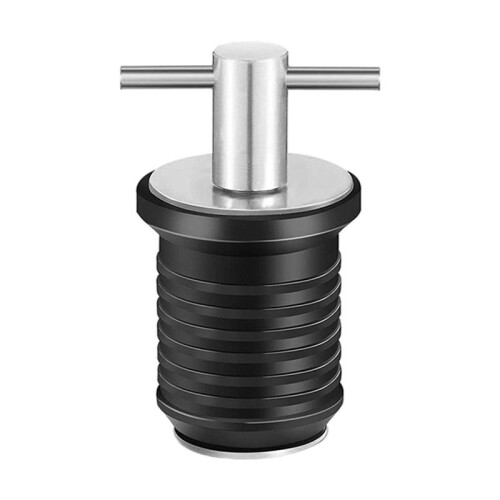 2X Marine Boat Drain Plug T-Handle Screw Adjustable Rubber Deck Drain Plug,Silver 19MM 1