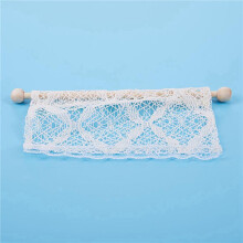 4X Dollhouse Curtains Miniature Furniture Accessories Window Valance with Rod 1:12 Scale Beige