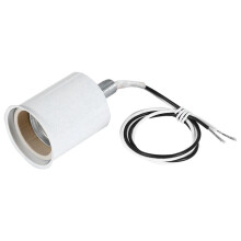 5X E27 Ceramic Screw Base Round LED Light Bulb Lamp Socket Holder Adapter Metal Lamp Holder with Wire White