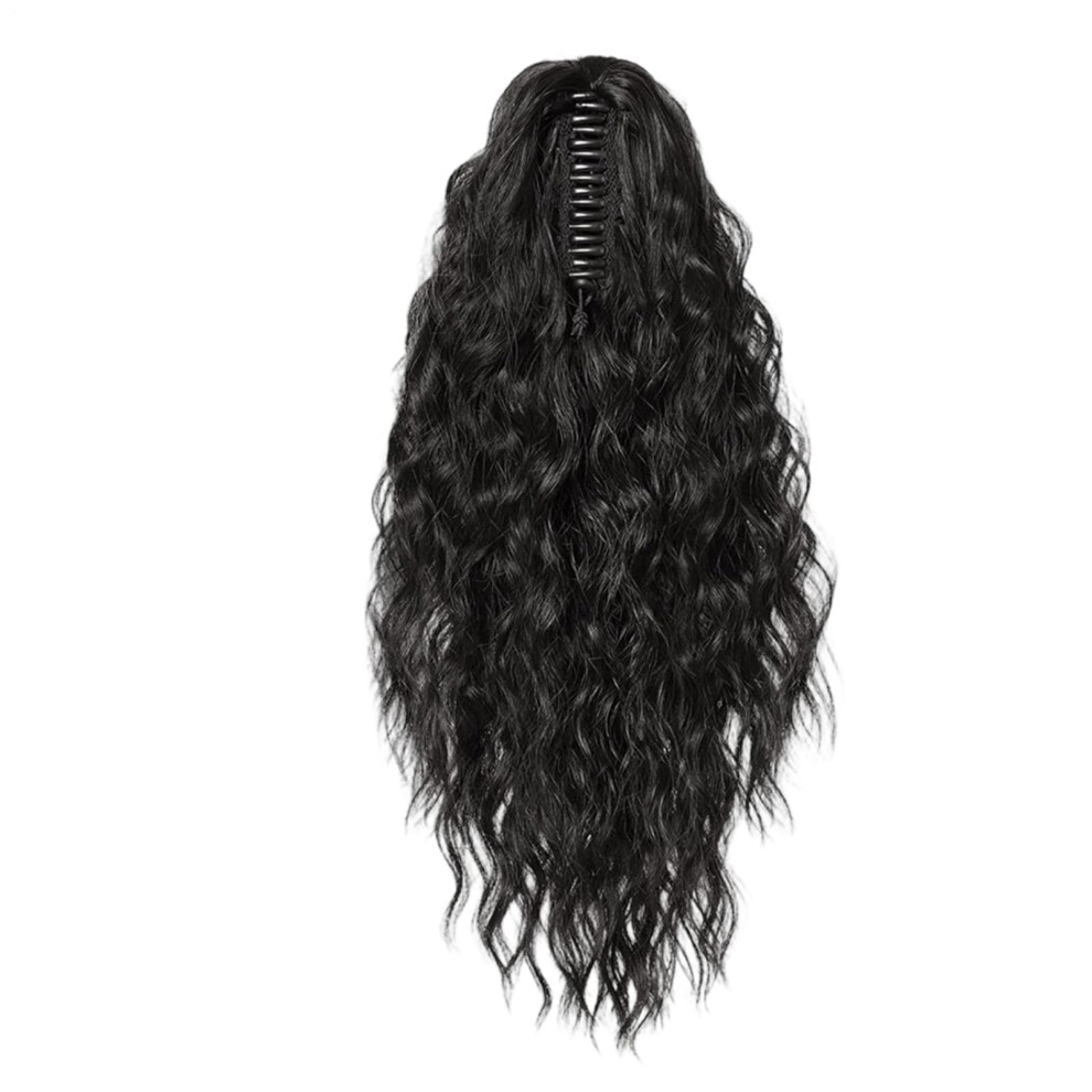 Unisex Long Curly Clip In Ponytail Extension With Secure Claw Clip, Natural Synthetic Hairpiece For Women