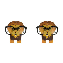 Wooden Animal Eyeglass Holder Stand, Lion Glasses Holder for Nightstand Desk Car Office Home (2)