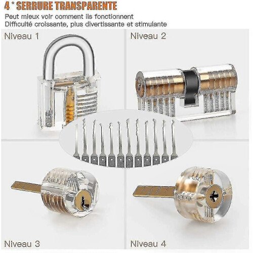 Lock Picking Kit, 25-piece Lock Picking Kit, Practice Tools With 3 Clear Locks_a 1