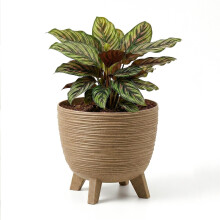 (Medium) GEEZY Brown Plant Pots with Legs Indoor Outdoor Planters For Home Patio Garden