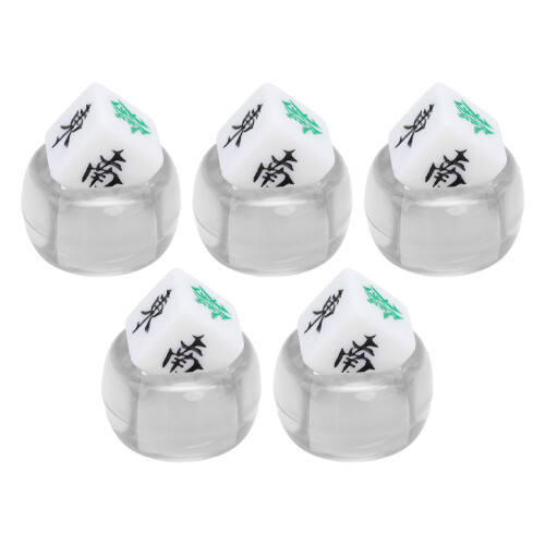 5Pcs Mahjong Wind Direction Dice, Transparent Plastic, 4.2cm