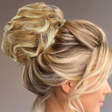 Hair Bun Extension Messy Curly Hairpiece Synthetic Donut Updo for Women Girls 27H613