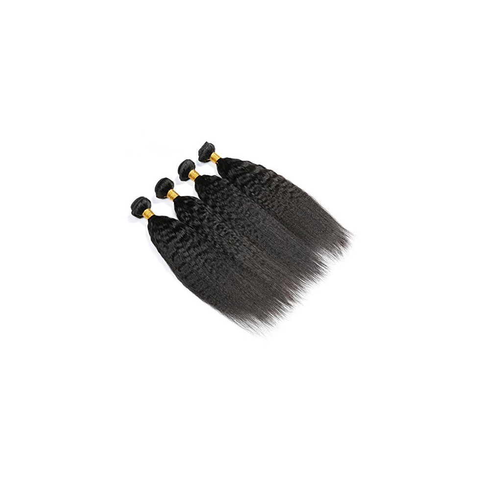 Unisex Brazilian Virgin Human Hair Kinky Straight Weft 100G Extensions Natural Color Heat Styling Friendly