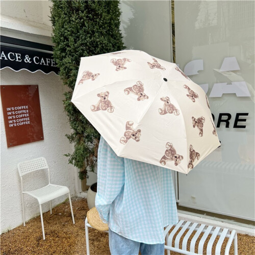 Guarda-chuva dobrável com estampa de urso e proteção UV 2