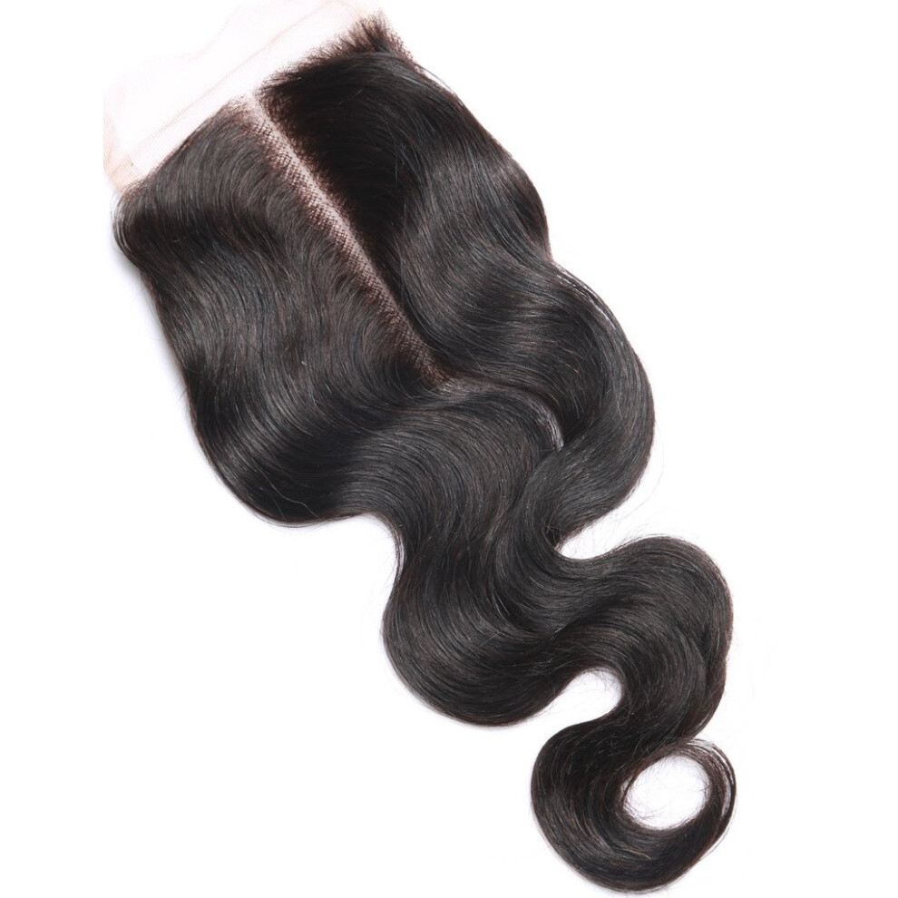 Human Hair Lace Closure Body Wave Virgin Remy Hair 3.5x4 Inch Middle Part Natural Color 16 Inch