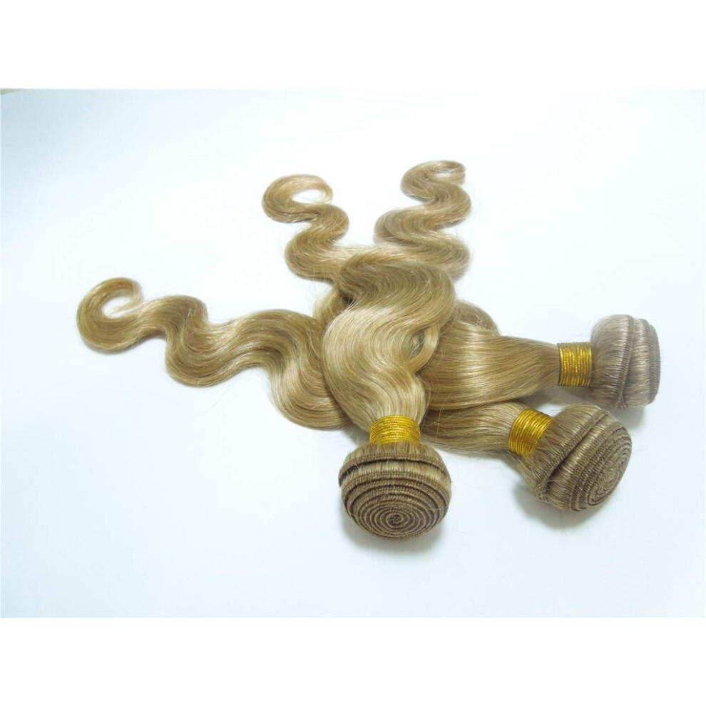 Unisex 100% Malaysian Human Hair Extensions Body Wave Blonde #27 3 Bundles 1028 Inch Virgin Weave