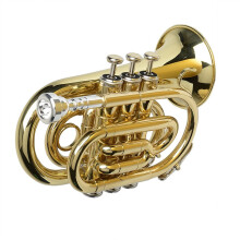 B Flat Pocket Trumpet Compact Palm Design ThreeKey Mini Trumpet for Beginners and Students