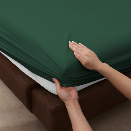 (2X Double, Emerald) 40cm Extra Deep Fitted Sheet Pack of 2 Bed Sheets with Free Pillowcases - Hotel Quality Microfiber Deep Pocket Sheets 2