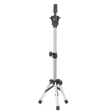Wig Head Stand Mini Adjustable Tripod For Wigs Hairdresser Table Training Head Stand Silver