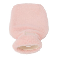 PVC-Heißwasserflasche 1000 ml Pink, Weicher Plüschbezug, Auslaufsicherer Winterbettwärmer